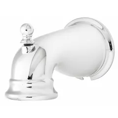 Metal bathtub spout with pull-up diverter for directing water to showerhead. Features a 1/2-inch slip-fit connection and 6-1/8-inch spout reach. Polished chrome finish. Suitable for residential or commercial tub systems.