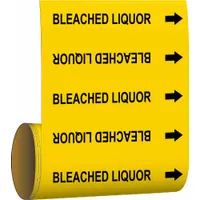 Pipe Marker: Bleached Liquor, Yellow, Black, Fits 2 1/2 to 6 in Pipe O.D., 30 Pipe Markers (MPN 52642)