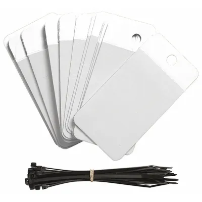 BRADY Shipping Tag: #6, 5 in Tag Ht, 3 1/4 in Tag Wd, White, Polyester, Plain Tag - Self-Laminating Shipping Tags