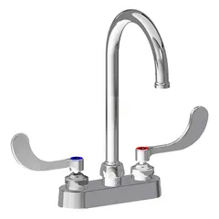 Centerset handle bathroom faucet made of cast brass with a polished chrome finish. Includes mounting hardware for installation. Suitable for use on bathroom sinks in commercial or residential settings.