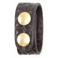 GOULD & GOODRICH, INC. Belt Keeper: Basketweave Leather, 3/4 in Wd, Black, Brass Snap (MPN B76WBR)