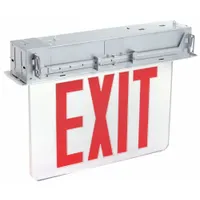 Edge-lit Exit Sign: 2 Faces, Red, Aluminum, Universal Field Selectable Chevrons, LED, Silver (MPN EDGRNY 2 R EL)