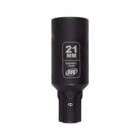 Metric impact socket with 21 mm hex size, 6-point deep profile, and 2 61/64 in overall length. Manganese Phosphate finish provides corrosion resistance. Suitable for heavy-duty fastening and loosening of 21 mm nuts and bolts in automotive and industrial applications