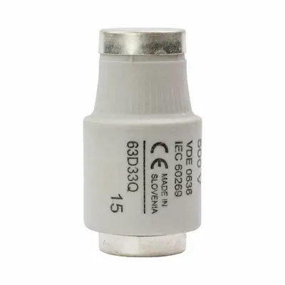 BUSSMANN IEC 63D33Q Type D Fuse, 63 A, 500 V AC, DIII Class D - IEC Type D Fuses