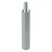 This hex-shaped standoff features male and female threads for creating a precise, threaded spacer between two panels or components. Made of zinc-plated steel, it is suited for use in electrical enclosures, control panels, and machinery assemblies. Supplied in a 100-piece pack