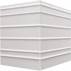 This 3-sided sign slider message board is made of white plastic and accommodates a nominal sign size of 36 in x 24 in. It allows for displaying interchangeable signs, enabling quick message updates for safety notices, directions, or warnings in industrial facilities, warehouses, or worksites.