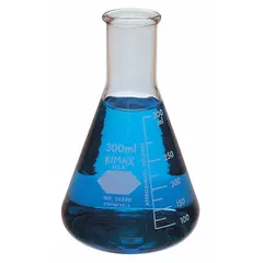 Conical flask with a 25 mL capacity, made from colorless glass meeting USP Type I specifications. Designed for mixing, heating, and storing liquids in laboratory settings. Compatible with stopper size 0.
