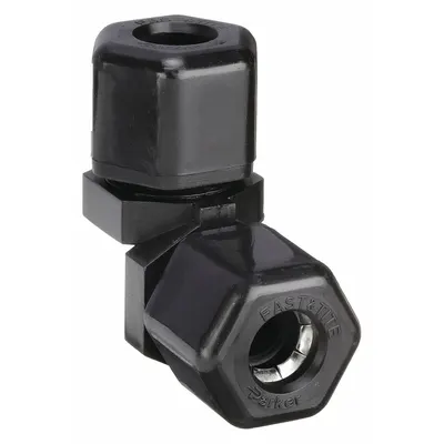 PARKER Compression Fitting Elbow: 3/8 in OD x 3/8 in OD Size - Polypropylene Compression Tube Fittings
