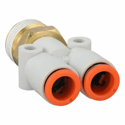 SMC KQ2U09-03AS Polybutylene & Brass Tube Fitting, Wye, White - Polybutylene & Brass Tube Fittings