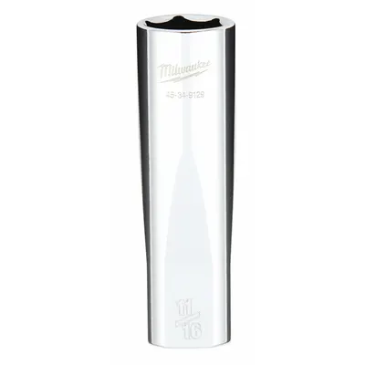 MILWAUKEE Deep Well Socket: SAE, 1/2 in Drive Size, 11/16 in Socket Size, 6-Point - Anti-Roll Hand Sockets