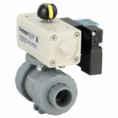 HAYWARD FLOW CONTROL Pneumatically Actuated Two-Way Ball Valve: 3/4 in, CPVC - CPVC Pneumatically-Actuated Ball Valves