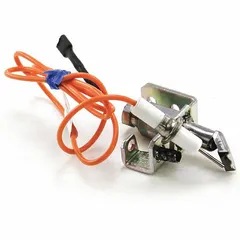 Pilot assembly with integrated electrode for gas-fired heating systems. Provides a stable flame to ignite the main burner in furnaces and boilers. Suitable for use in residential and light commercial HVAC equipment.