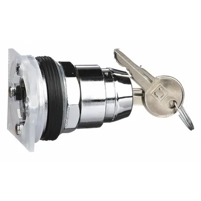 SCHNEIDER Keyed Selector Switch: 3 Position, 30 mm Panel Mounting Size - Panel-Mounted Key Switches without Contacts