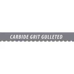 This 11 ft band saw blade features a 1 in width with carbide grit and a 7/10 tooth configuration. The gulleted-edge design is suited for cutting hard, abrasive materials such as cast iron, ceramic, fiberglass, and masonry in industrial applications.
