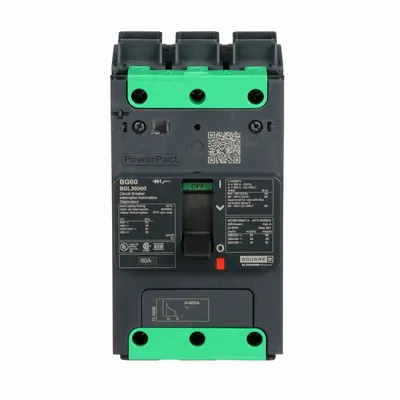 SQUARE D Molded Case Circuit Breaker: 60 A Amps, 100kA at 240V AC, Fixed, Everlink Lug Both Ends - B-Frame Square D Molded Case Circuit Breakers