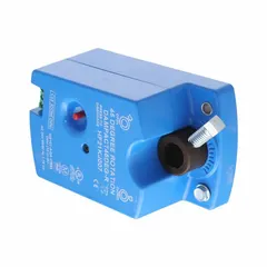 On/Off spring return actuator for damper control in HVAC systems. Provides 10 lb-in torque with 45° stroke and CCW rotation. Operates on 24V input with 24V AC output. Features self-centering clamping shaft and hardwired connection. NEMA 1 / IP40 rated.