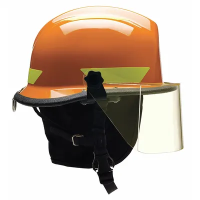 BULLARD Fire/Rescue Helmet: Orange, Modern Rear Brim, Chin Strap