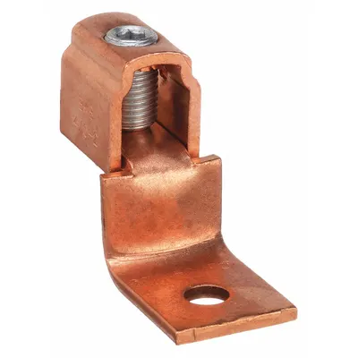 BLACKBURN Wire Connector: 2 AWG – 4/0 AWG Wire Sizes, 11/32 in Stud Size - Straight Mechanical Lugs with Offset Tongues