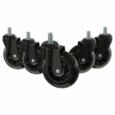 FLASH FURNITURE Office Chair Caster Wheels: Steel, Black, 3 in Dia, 3 in Overall Lg - Office Chair Casters