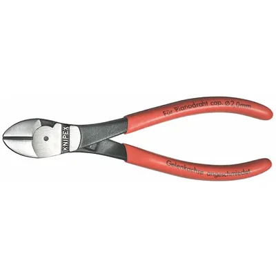 KNIPEX High Leverage Diagonal Cutting Plier: Std, Straight, Oval, 3/8 in Jaw Lg - Standard-Cut Diagonal-Cutting Pliers