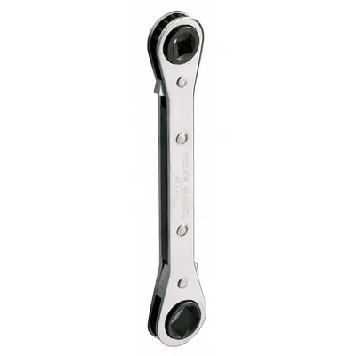 YELLOW JACKET Box End Wrench: Chrome, 1/2 in_3/8 in Head Size, 6 3/4 in Overall Lg, Std - SAE, 4-in-1, 4-Point, Ratcheting Box End Wrenches