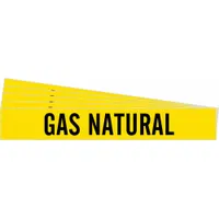 Pipe Marker: Gas Natural, Yellow, Black, Fits 2 1/2 to 7 7/8 in Pipe O.D., 1 Pipe Markers, 5 PK (MPN 83517-PK)