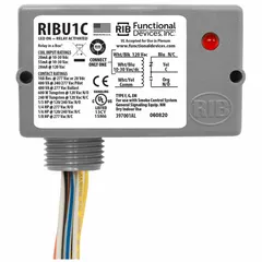 Enclosed pre-wired relay with SPDT contacts and 10 A rating. Coil voltage accepts 10-30V AC/DC or 120V AC. Features a 0.50 in NPT nipple for conduit mounting. Suitable for on/off control of motors, pumps, solenoid valves, and lighting in commercial and industrial applications.