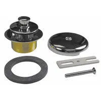 AB&A Waste and Overflow Kit: Brass, 1 1/2 in Overall Dia, 2 1/2 in Overall Ht, Push and Pull, Silver (MPN 60355)