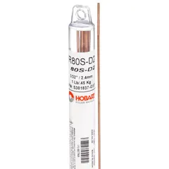 Low-alloy steel filler rod for TIG welding. Provides 80 ksi tensile strength and 68 ksi yield strength as welded. Suitable for structural fabrication, pressure vessel work, and general repair requiring higher strength.