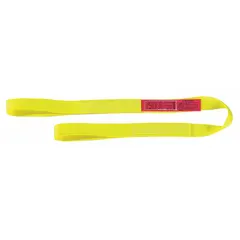 Type 3 light-use nylon flat-eye web sling with standard tag. Sling length 14 ft, eye length 8 1/2 in, 2 plies. Used for overhead lifting and rigging in general industrial applications requiring a flat-eye configuration.