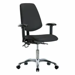 Vinyl ESD Chair with Arms, Height Adjustable 19-24 in, Aluminum Base