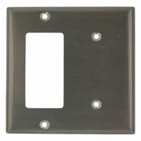 LEVITON Wall Plate: Combo, 2 Gang, Silver, Std Size (MPN S1426-N)