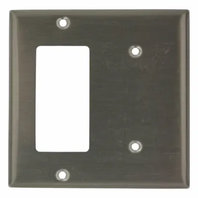 LEVITON Wall Plate: Combo, 2 Gang, Silver - Combination Wall Plates