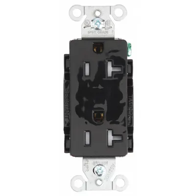 BRYANT Receptacle: Decorator Duplex, 5-20, Black, 125V AC, 20 A, 2 Pole / 3 Wire (MPN DRS20BLKTR) - General Purpose Receptacles