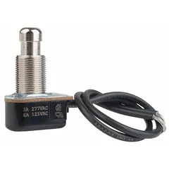 Non-illuminated miniature push button from the P26 series with a metallic actuator. Features maintained/momentary action for latching or temporary switching. Suitable for panel-mounted control in industrial equipment, machinery, and control consoles.
