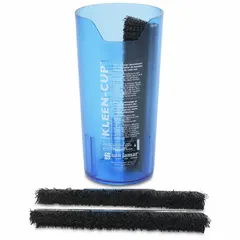 Cleaning cup designed for use with commercial blenders. Facilitates thorough cleaning of blender jars and blades. Constructed from durable plastic for repeated use.