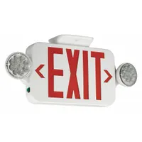 Exit Sign with Emergency Lights: White, 1 or 2 Faces, Red, LED, Ceiling/Wall, Nickel Cadmium (MPN CCRRC)