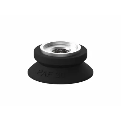 PIAB Vacuum Pad Assembly: Flat, G3/8 in, 30 mm Pad Dia, Nitrile/PVC, Black, 60A - Flat Type Automotive Industry Vacuum Pad Assemblies