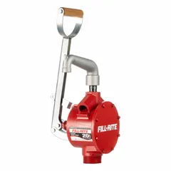 Lever-action piston pump with aluminum spout and steel suction tube. Delivers 25.6 oz per stroke. Buna-N seals. Designed for manual transfer of fuels and non-corrosive fluids from drums or tanks.