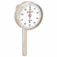 STARRETT Back Plunger Dial Indicator: 0 in to 0.2 in, Inch, Mechanical, 0-100 Dial Reading (MPN 196B1)