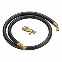 YELLOW JACKET Hose Set: 6 ft Lg, 45° Angle, Black, Single Hose, Vacuum/Charge Valve (MPN 93889)