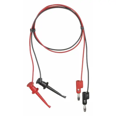 POMONA Test Leads: Black/Red Electrical Current Color, Banana Plug, 2 ft Lg - Test Leads with Clips
