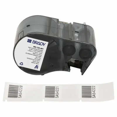 BRADY Combined Label and Ribbon Cartridge: Rectangle, 1 in x 1 3/4 in - Brady Thermal Transfer Precut Label Roll Cartridges