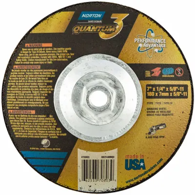 NORTON Quantum 3 SG Depressed Center Grinding Wheel - Cool-Cutting Grinding Wheels for Carbon & Stainless Steel