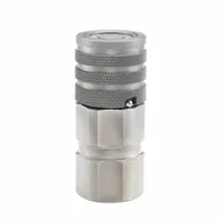 Steel-bodied quick-connect coupling body for hydraulic systems, enabling rapid connection and disconnection of fluid lines. Features 3/8"-18 female NPTF threads and a maximum flow rate of 9 g/min. Suitable for use in industrial machinery, mobile equipment, and hydraulic power units