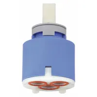 This plastic disc faucet cartridge is designed for use with Symmons brand faucets. It includes a cover sleeve and is used to control water flow and temperature in residential and commercial plumbing systems. Suitable for repair or replacement of worn internal components