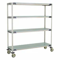 METRO Utility Cart: 62 in x 20 in, 67 in Overall Ht, 4 Shelves, Antimicrobial/Corrosion-Resistant (MPN X366EFX3)