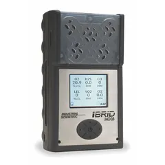 Multi-gas detector for monitoring combustible (LEL) and toxic gases (CO/H2S). Black housing, alkaline battery chemistry. Suitable for industrial environments where flammable and toxic gas hazards may be present.