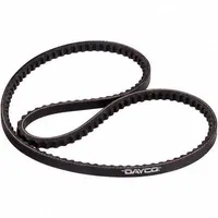 Cogged V-belt with A belt trade size, 36° angle, and 5/16 in thickness. Reinforced with polyester cord for power transmission in automotive and industrial drive systems. Cogged design reduces bending resistance for use with small pulleys or in confined spaces