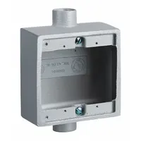 HUBBELL KILLARK Device Box: Iron, Square, 2 Gangs, 1 in Hub Size, 32 cu in Capacity, Gray (MPN 2FS-3M)